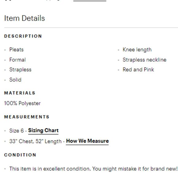 NEW Red strapless cocktail dress, size 6 - Picture 3 of 3